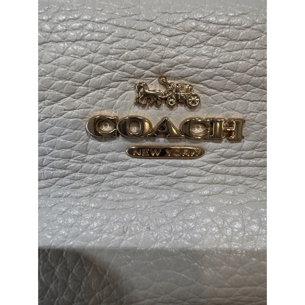 COACH C2818 Val‎ Duffle Pebble Leather Shoulder Bag Purse Chalk White Women's - Picture 5 of 16